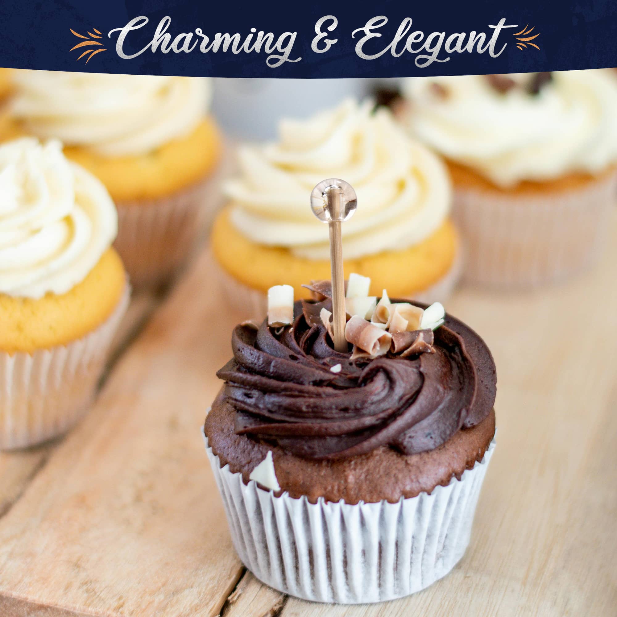 clear ball plastic picks charming and elegant chocolate fudge cupcake topper skewer toothpick