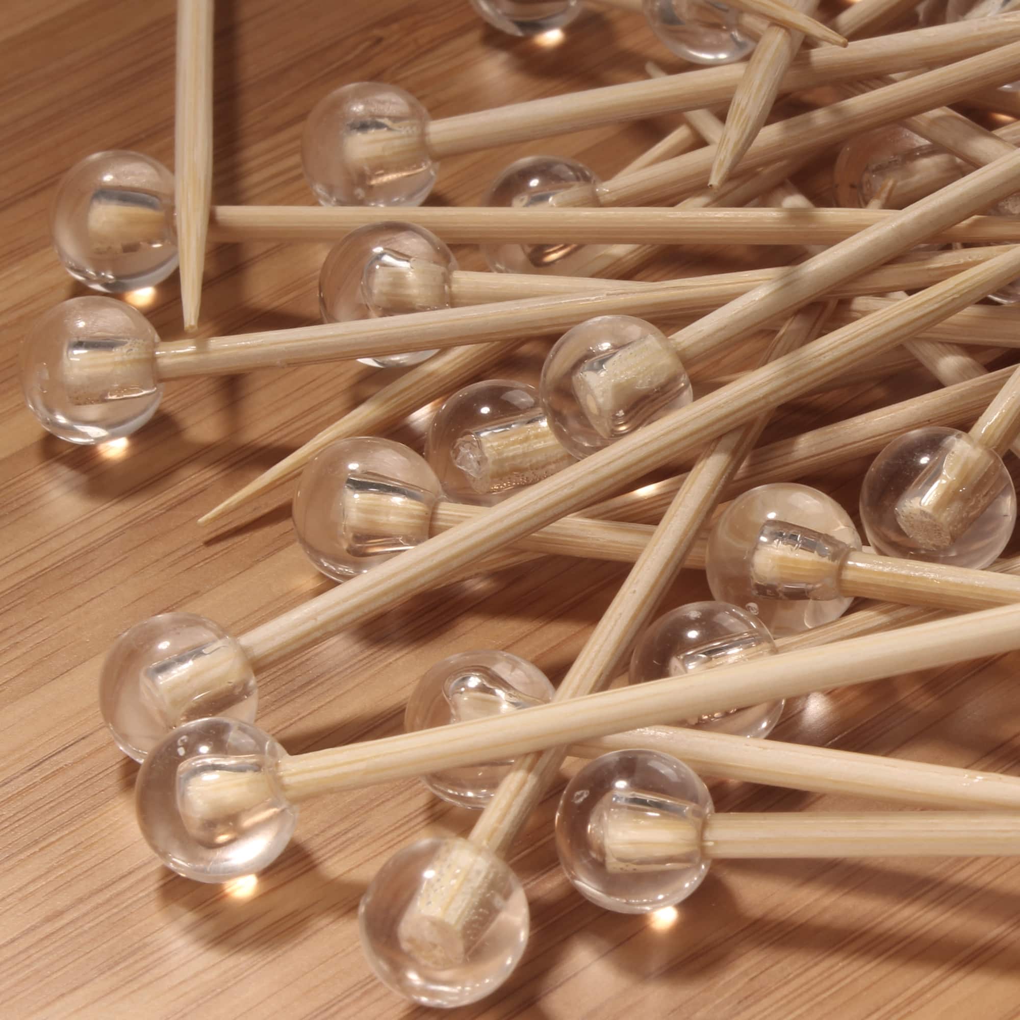 clear ball plastic picks closeup