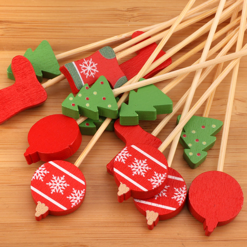 bamboo christmas decoration picks tree stocking ball ornament food drink appetizer bamboo wood cutting board