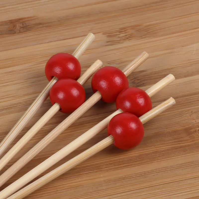 bamboo ball picks colors assorted toppers stick skewer food appetizer drink cocktail red