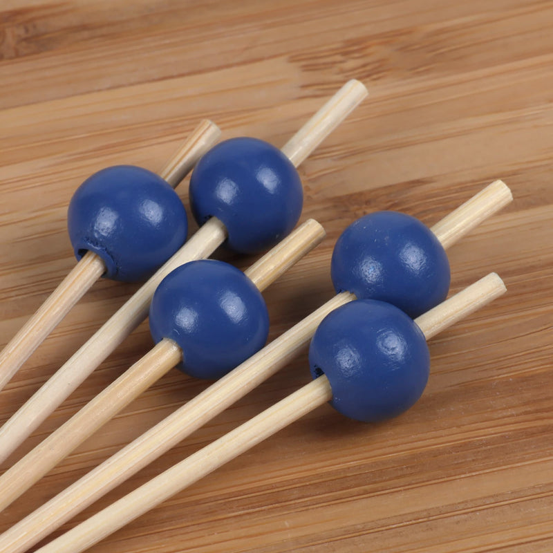 bamboo ball picks colors assorted toppers stick skewer food appetizer drink cocktail blue