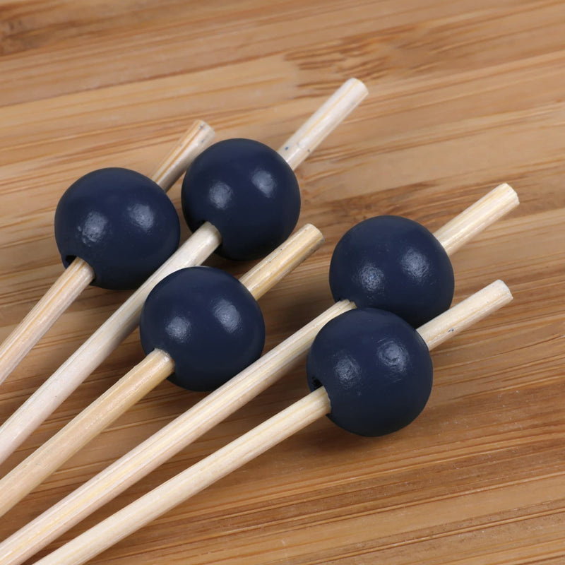 bamboo ball picks colors assorted toppers stick skewer food appetizer drink cocktail navy blue