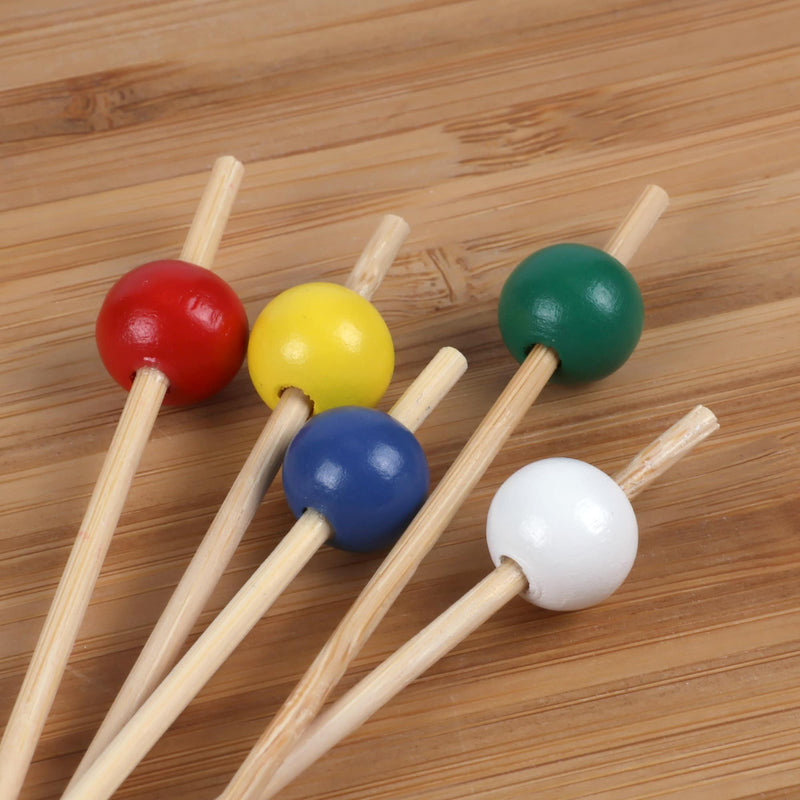 bamboo ball picks colors assorted toppers stick skewer food appetizer drink cocktail