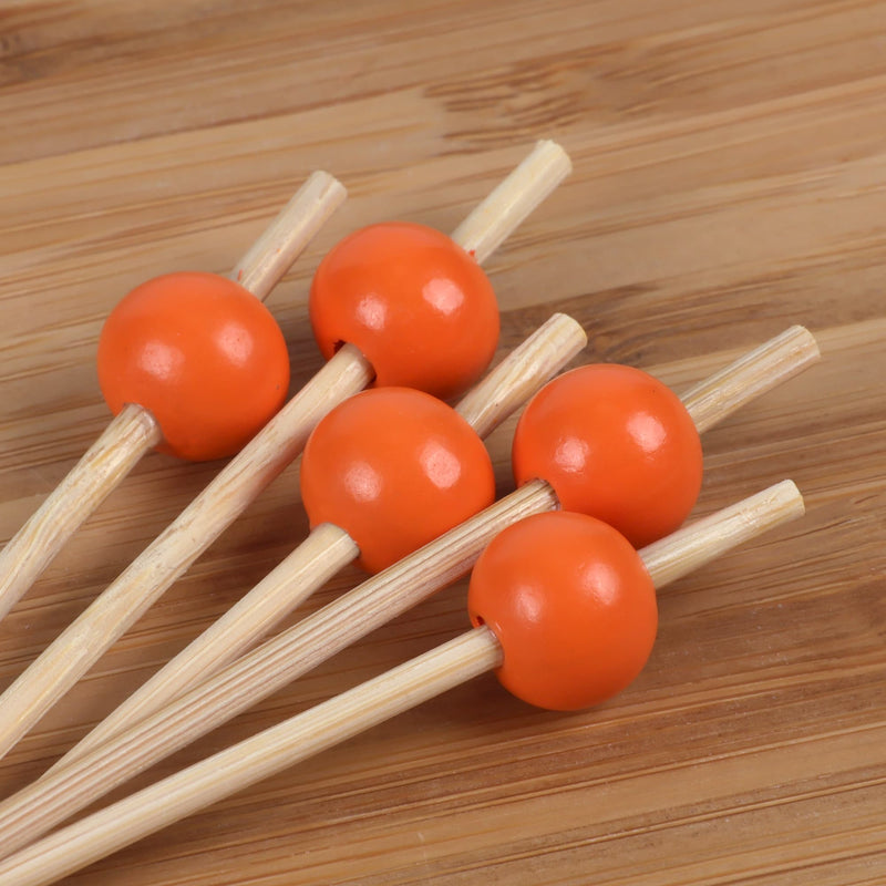 bamboo ball picks colors assorted toppers stick skewer food appetizer drink cocktail orange