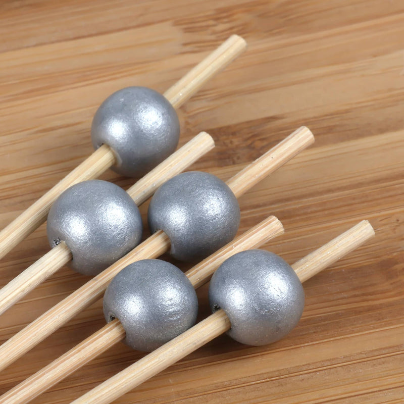 bamboo ball picks colors assorted toppers stick skewer food appetizer drink cocktail silver