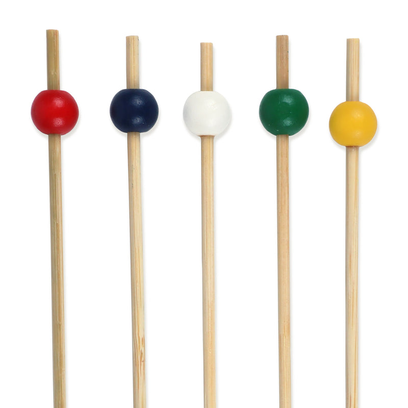 bamboo ball picks colors assorted 7.9"