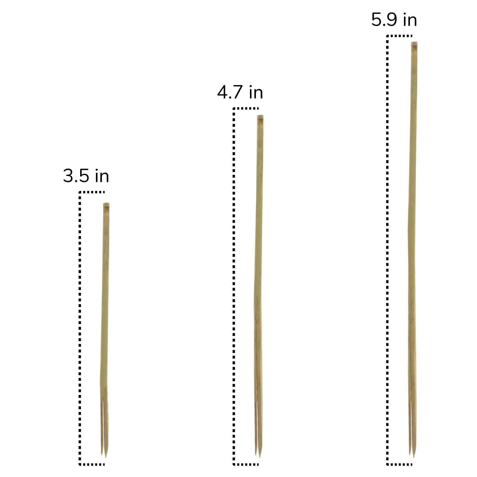 bamboo double prong skewer pick sizes lengths