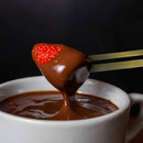 bamboo double prong fondue bbq food dessert appetizer skewers strawberry chocolate white cup