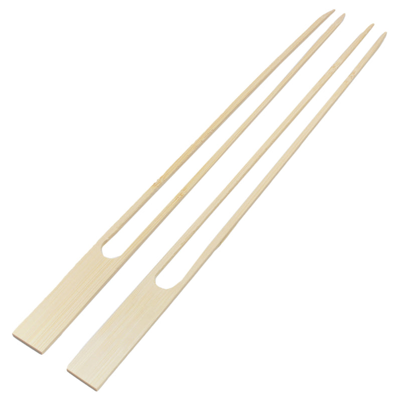 bamboo double prong fondue bbq food appetizer skewers 18mm 11.8"