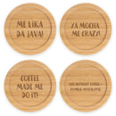 Coffee and Tea Phrases Engraved Bamboo Coaster Sets