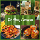 natural bamboo flat sticks picks skewers pack hamburger cactus garden sign kebabs chicken fries corn cob spices