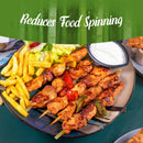 natural bamboo flat sticks picks skewers pack fries chicken kebabs sauce peppers plate lettuce reduce food spinning