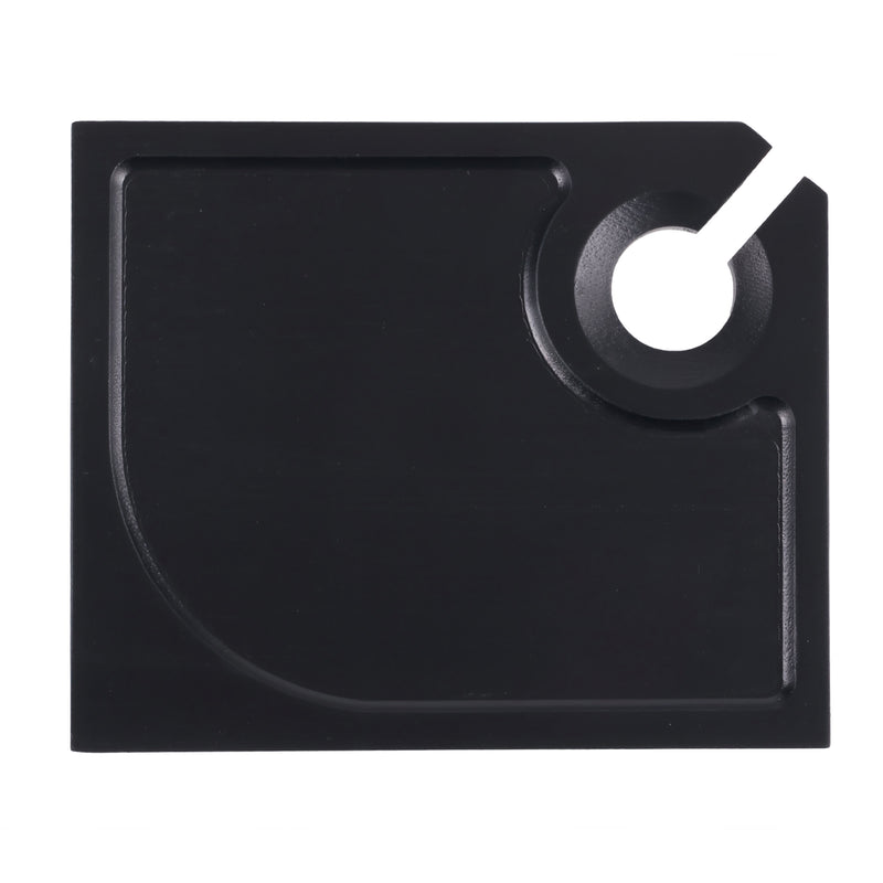black appetizer food tray with white top view