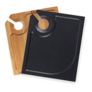 black and brown appetizer tray top view