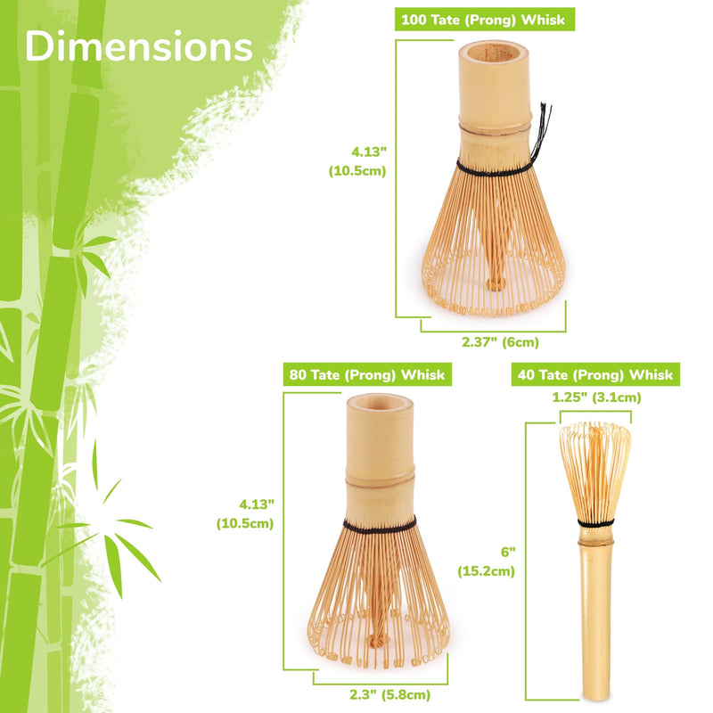 bamboo tea whisk diameters dimensions measurements