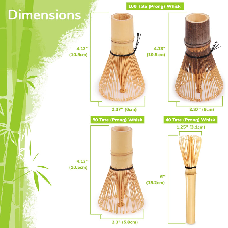 matcha chasen whisk dimensions sizes lengths widths diameters long short black and natural colors