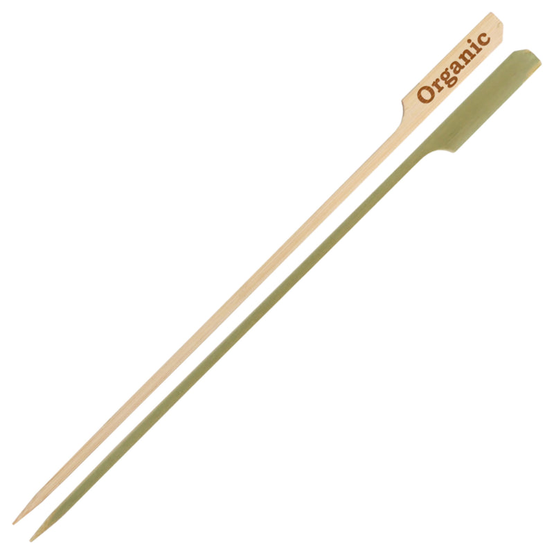 organic label bamboo paddle picks skewers food drink cocktail appetizer dessert white 8.3"