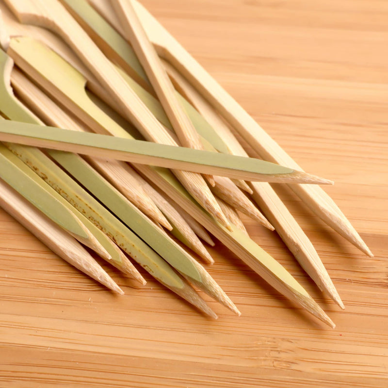 organic label bamboo paddle picks skewers food drink cocktail appetizer dessert white sharp tip