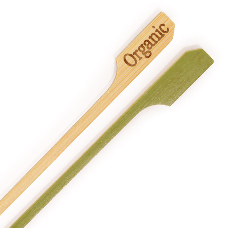 organic label bamboo paddle picks skewers food drink cocktail appetizer dessert white