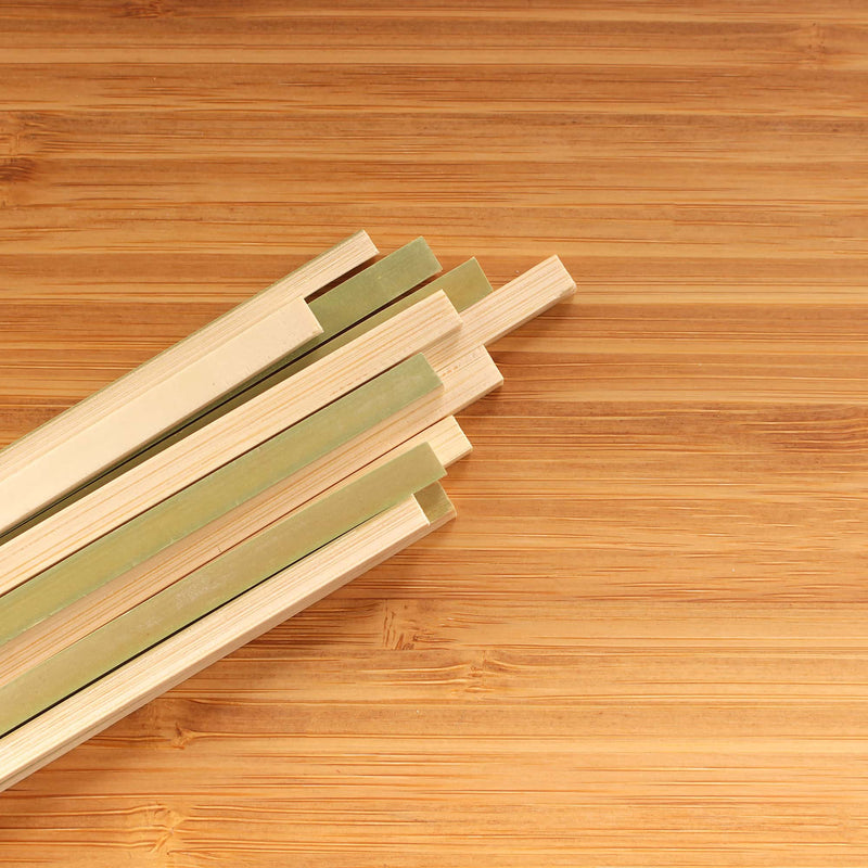 natural bamboo square skewers bottoms closeup