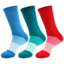bamboo tri-color crew socks in blue red green