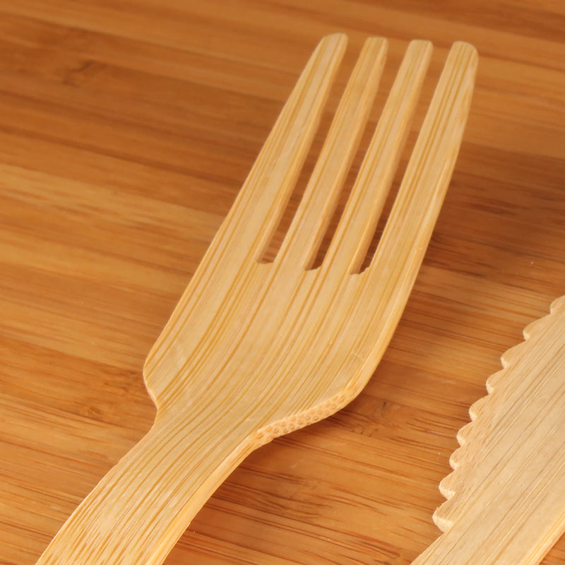 bulk bamboo veneer disposable forks close