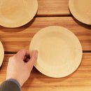 bamboo veneer round appetizer food plate 7" inch size