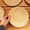 bamboo veneer round appetizer food plate 9" inch size