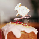 bamboo skewer bunny cookie cake topper decor frosting bow pink red