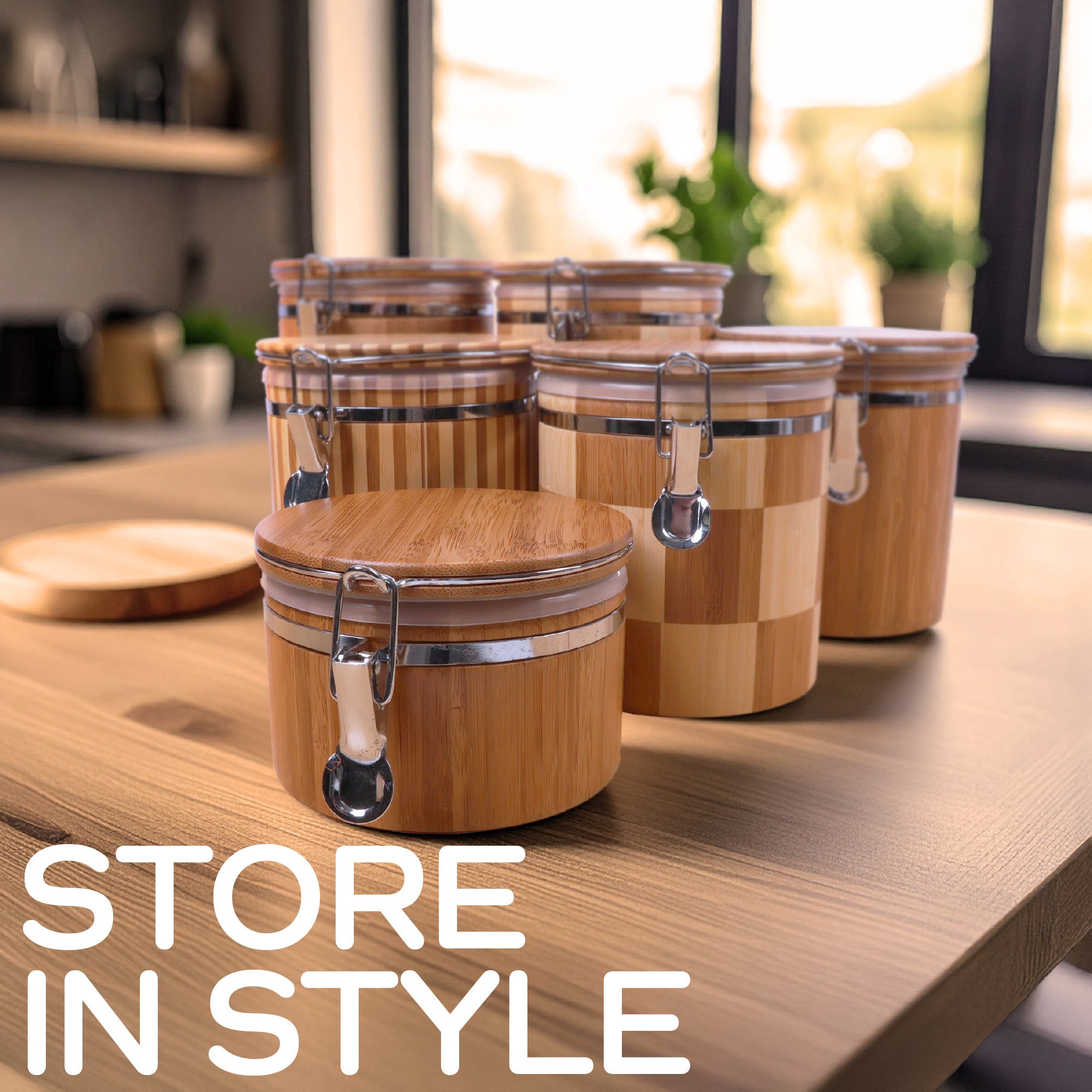 Hinged Cylindrical Large Bamboo Containers