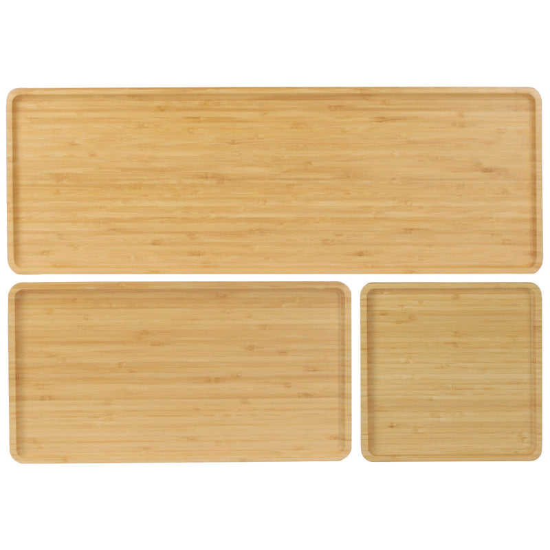 Bamboo Reusable Vertical Grain Carbonized Brown Serving Trays