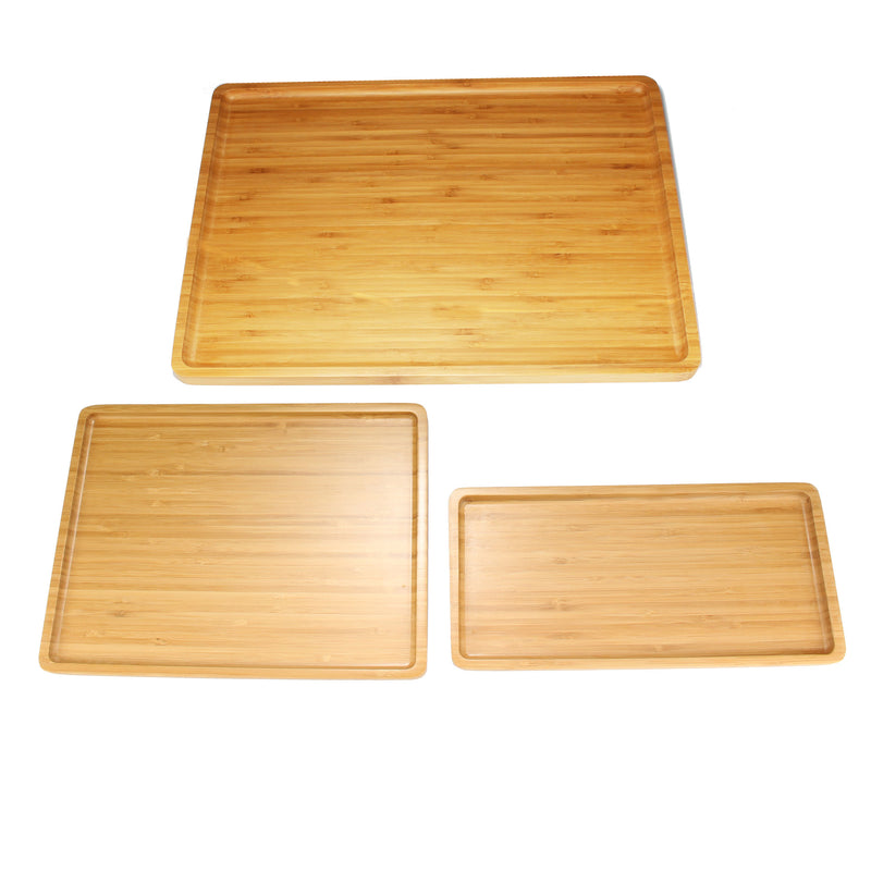 Bamboo Tea Serving Coffee and Breakfast Tray Sets - Small, Medium, Large