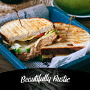 black bamboo knot picks skewers toothpicks tuna sandwich tray blue newspaper rustic beautifully food