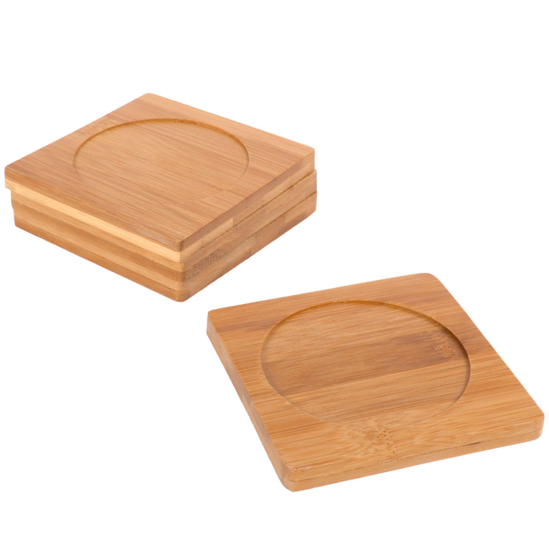 Heavy Duty 100% Eco-Friendly Natural Bamboo Coaster - 4" x 4" - Square