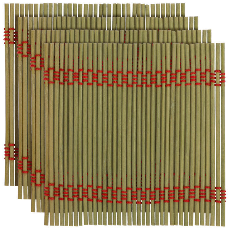 Premium Bamboo Matchstick Coasters - 4.25" x 4.25" - Square