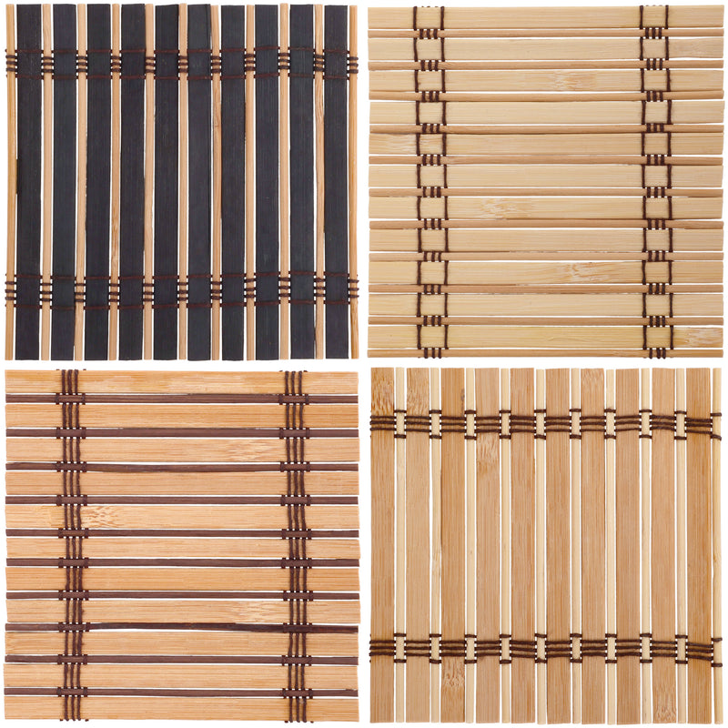 Premium Bamboo Slat Coasters - 4.25" x 4.25" - Square