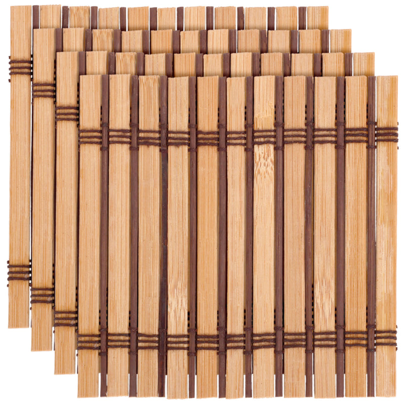 Premium Bamboo Slat Coasters - 4.25" x 4.25" - Square