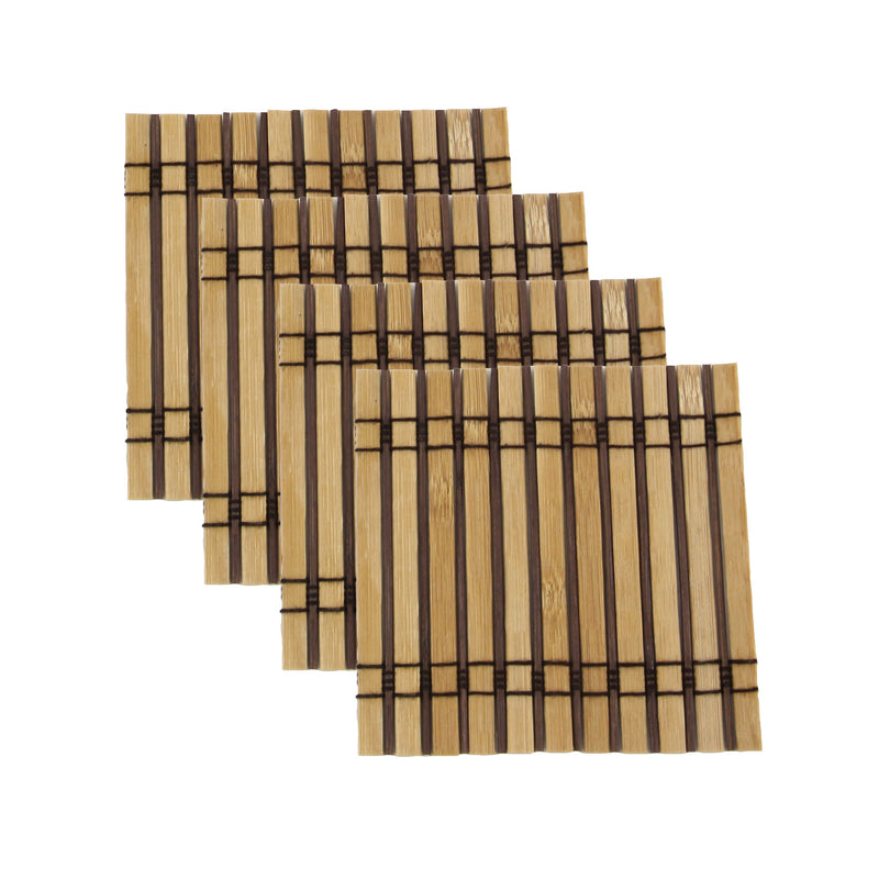 Premium Bamboo Slat Coasters - 4.25" x 4.25" - Square