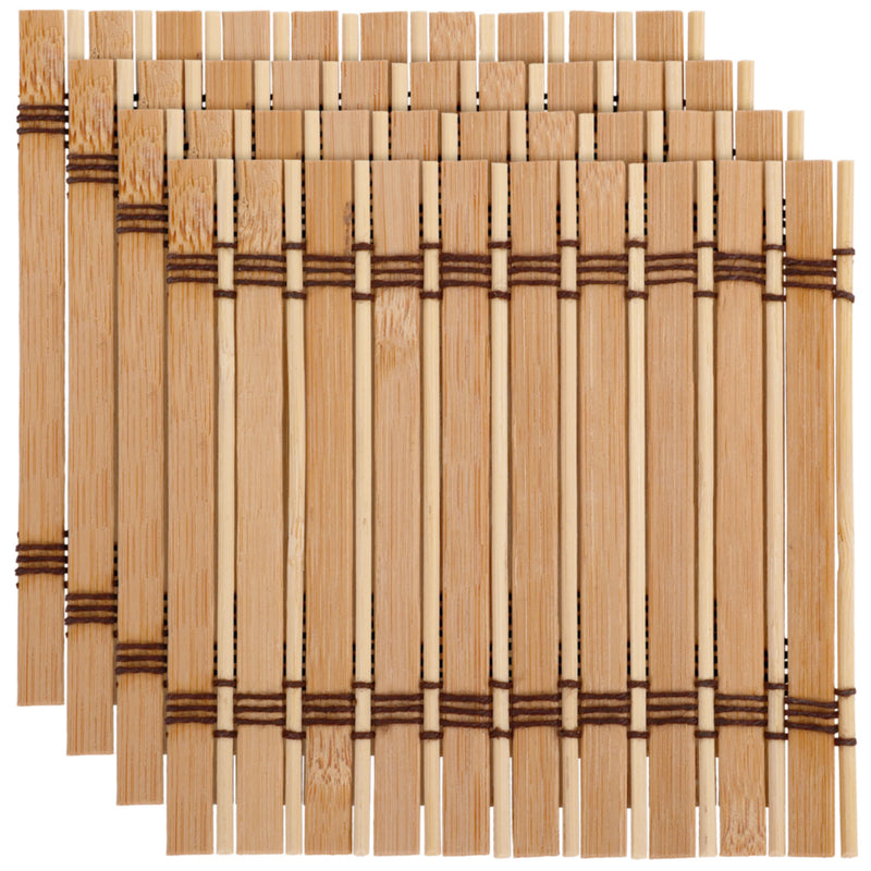 Premium Bamboo Slat Coasters - 4.25" x 4.25" - Square