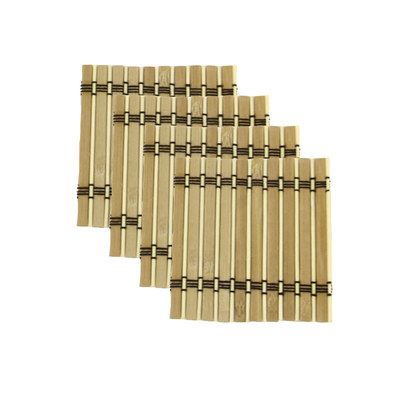 Premium Bamboo Slat Coasters - 4.25" x 4.25" - Square