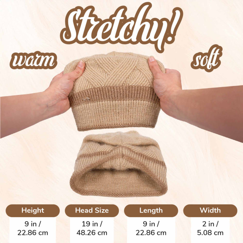 luxe charmed double layer beanie is stretchy and warm