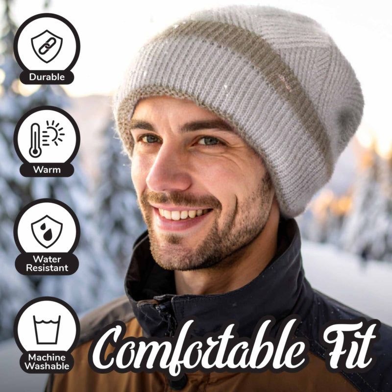 luxe charmed double layer beanie has comfortable fit
