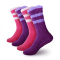 Women's Fuzzy Chenille Non-Slip Crew Socks Assortments: 4 & 8 Pairs