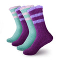 Women's Fuzzy Chenille Non-Slip Crew Socks Assortments: 4 & 8 Pairs