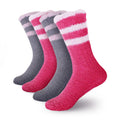 Women's Fuzzy Chenille Non-Slip Crew Socks Assortments: 4 & 8 Pairs