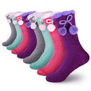 Women's Fuzzy Chenille Non-Slip Crew Socks Assortments: 4 & 8 Pairs