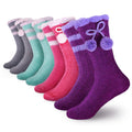 Women's Fuzzy Chenille Non-Slip Crew Socks Assortments: 4 & 8 Pairs