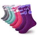 Women's Fuzzy Chenille Non-Slip Crew Socks Assortments: 4 & 8 Pairs