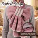 café chic knit hooded scarf with fleece-lined hood keyhole design