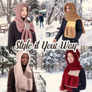 café chic knit hooded scarf winter outerwear snowing walking